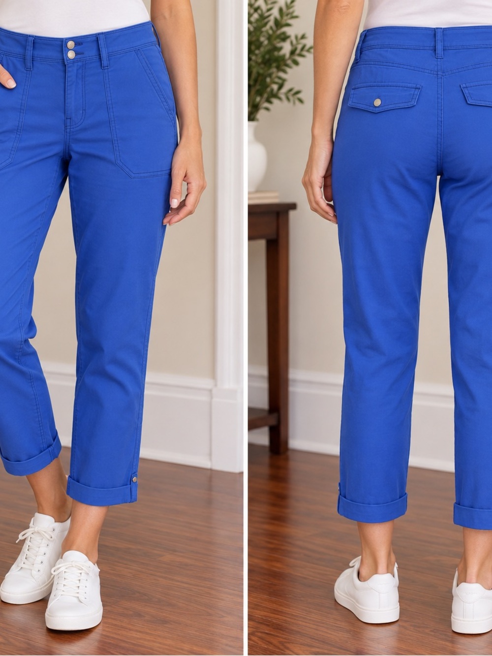 White House Black Market Cuffed Cropped Pants in Royal Blue